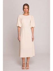 Stylove Sukienka w kolorze beżowym rozmiar: L. Brązowe sukienki Stylove, l, bez wzorów, bez kołnierzyka, bez ramiączek, maxi. Za 276,71 zł.
