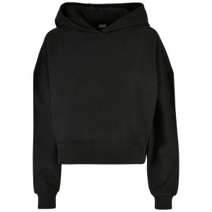 Damska krótka bluza z kapturem w prążki Urban Classics Oversized GT. Czarne bluzy Urban Classics, bez wzorów, prążkowane, z kapturem. Za 237,00 zł.
