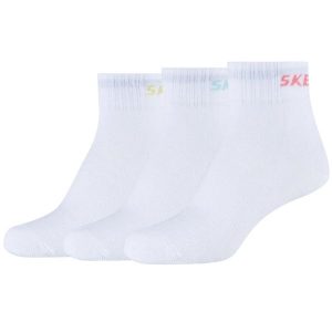 Skarpetki sportowe damskie 3PPK Wm Mesh Ventilation Quarter Socks. Białe skarpetki Skechers, bez wzorów, z bawełny. Za 29,99 zł.