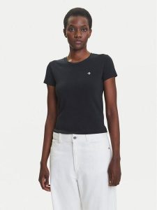 Converse T-Shirt 10027252-A02 Czarny Slim Fit. Czarne t-shirty Converse, xl, bez wzorów, z bawełny, bez kołnierzyka, bez ramiączek. Za 89,99 zł.