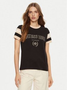 Guess T-Shirt V5RI00 KA260 Brązowy Regular Fit. Brązowe t-shirty Guess, xs, z aplikacjami, z bawełny, bez kołnierzyka, bez ramiączek. Za 99,99 zł.