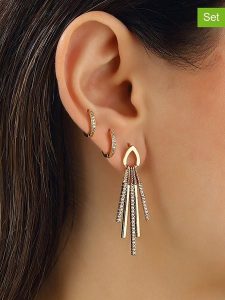 Miu Silver Pozłacane kolczyki (3 szt.) z cyrkoniami rozmiar: onesize. Szare kolczyki Miu Silver, z cyrkonią, pozłacane. Za 69,91 zł.