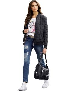 Heine Dwustronna kurtka w kolorze beżowo-czarnym rozmiar: 48. Brązowe kurtki Heine, bez wzorów, bez kaptura. Za 86,45 zł.