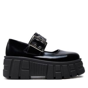 Półbuty Altercore. Czarne czółenka Altercore, bez wzorów, bez obcasa, na koturnie, bez zapięcia. Za 199,99 zł.