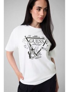 Guess T-Shirt 182753 Biały Classic Fit. Białe t-shirty Guess, m, z aplikacjami, bez kołnierzyka, bez ramiączek. Za 154,99 zł.