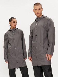 Rains Kurtka przeciwdeszczowa Long Jacket W3 12020 Szary Regular Fit. Szare kurtki Rains, m, bez wzorów, z syntetyku, bez kaptura. Za 339,99 zł.