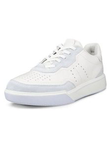Ecco Skórzane sneakersy "Street Court" w kolorze biało-błękitnym rozmiar: 40. Białe trampki ecco, bez wzorów, bez zapięcia. Za 281,76 zł.