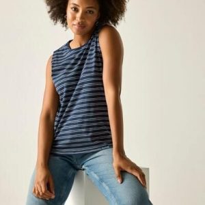 Damski top bez rękawów Fariene Cotton. Niebieskie topy Regatta, bez wzorów, z bawełny, bez kołnierzyka, bez ramiączek. Za 145,00 zł.