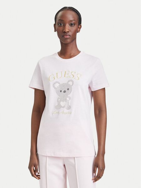 Guess T-Shirt V6BI28 K9360 Różowy jasny Regular Fit. Czerwone t-shirty Guess, m, z aplikacjami, z bawełny, bez kołnierzyka, bez ramiączek. Za 234,99 zł.