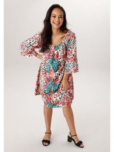 Aniston Sukienka w kolorze jasnoróżowo-turkusowym rozmiar: 52. Różowe sukienki Aniston, bez wzorów, z wiskozy, bez kołnierzyka, bez ramiączek, midi. Za 217,99 zł.