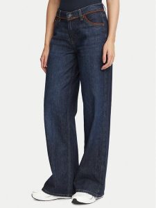 Guess Jeans Jeansy W6BA0Y D1793 Granatowy Wide Leg. Niebieskie jeansy Guess Jeans, z aplikacjami, z bawełny. Za 439,99 zł.