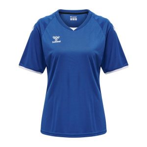 Koszulka damska Hummel hmlhmlCORE volley. Niebieskie bluzki Hummel, xl, bez wzorów, sportowe, bez kołnierzyka, bez ramiączek. Za 136,50 zł.