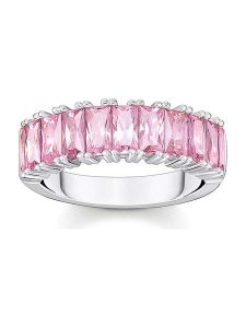 Thomas Sabo Srebrny pierścionek z kryształami rozmiar: 52. Szare pierścionki Thomas Sabo, z kryształem, srebrne. Za 251,45 zł.