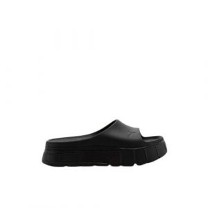 Klapki damskie Puma Mayze Stack Injex. Czarne klapki Puma, bez wzorów, bez obcasa. Za 242,65 zł.