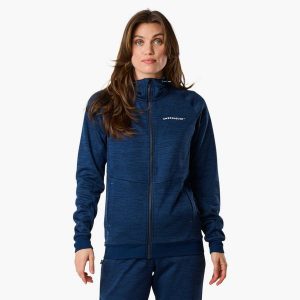 Bluza treningowa damska Swedemount Training Logo Zip Hood II szybkoschnąca. Niebieskie bluzy SWEDEMOUNT, bez wzorów, bez kaptura. Za 224,99 zł.