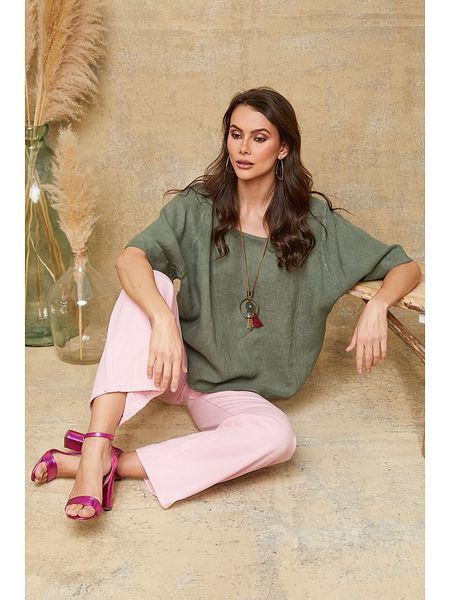 La Compagnie Du Lin Lniana koszulka "Calane" w kolorze khaki rozmiar: XXL. Brązowe bluzki La Compagnie Du Lin, xxl, bez wzorów, ze lnu, bez kołnierzyka, bez ramiączek. Za 136,45 zł.