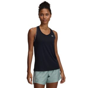 Damski tank top Under Armour Tech Knockout. Czarne topy Under Armour, bez wzorów, sportowe, bez kołnierzyka, bez ramiączek. W wyprzedaży za 140,85 zł.