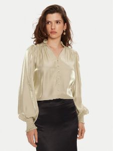 Bruuns Bazaar Bluzka Harrietta BBW4228 Złoty Regular Fit. Żółte bluzki Bruuns Bazaar, bez wzorów, z wiskozy, bez kołnierzyka, bez ramiączek. Za 319,99 zł.