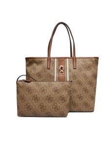 Guess Torebka Erenia HWSO78 38240 Brązowy. Brązowe shopper bag Guess, z aplikacjami, ze skóry, bez dodatków. Za 469,99 zł.