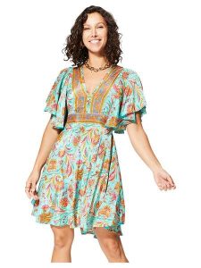 Aller Simplement Sukienka w kolorze turkusowo-pomarańczowym rozmiar: 34/36. Pomarańczowe sukienki Aller Simplement, bez wzorów, bez kołnierzyka, bez ramiączek, mini. Za 56,99 zł.