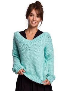 Be Wear Sweter w kolorze miętowym rozmiar: S/M. Zielone swetry oversize Be Wear, m, bez wzorów, z wełny, bez ramiączek. Za 219,45 zł.