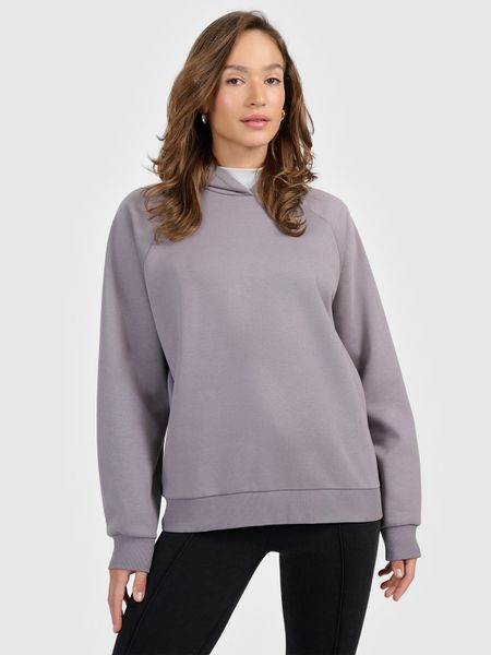 4F Bluza dresowa nierozpinana z kapturem damska - szara L. Szare bluzy 4f, l, bez wzorów, z dresówki, z kapturem. Za 159,99 zł.