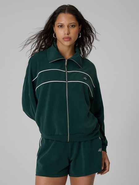 4F Bluza dresowa loose bez kaptura damska - zielona M. Zielone bluzy 4f, m, bez wzorów, z dresówki, bez kaptura. Za 199,99 zł.