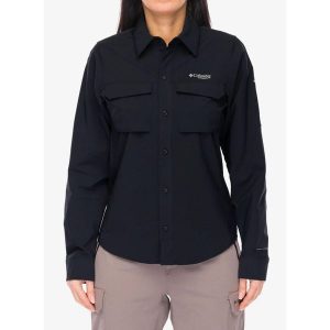Koszula trekkingowa damska Columbia Silver Ridge Elite Long Sleeve Woven. Czarne koszule Columbia, bez wzorów, bez kołnierzyka, bez ramiączek. Za 435,69 zł.