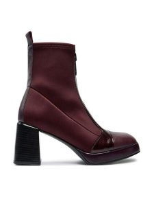Hispanitas Botki Soho-I24 HI243658 Bordowy. Czerwone botki Hispanitas, bez wzorów, ze skóry, bez obcasa, na słupku, bez zapięcia. Za 589,99 zł.