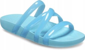 Klapki Dla Dorosłych Crocs Splash Glossy Strappy. Zielone klapki Crocs, bez wzorów, z materiału, bez obcasa. Za 119,99 zł.