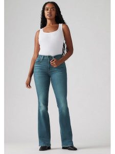 Levi's Dżinsy - Flare fit - w kolorze granatowym rozmiar: W30/L30. Niebieskie jeansy Levi's®, z aplikacjami, z podwyższonym stanem. Za 289,20 zł.