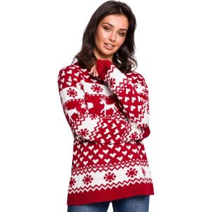 Ciepły Sweter z Zimowym Motywem - Model 1. Białe swetry klasyczne MOE, l, z materiału, bez kołnierzyka. Za 209,90 zł.