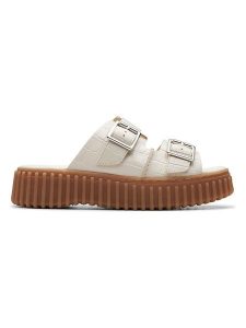 Clarks Skórzane klapki "Interest" w kolorze kremowym rozmiar: 41.5. Brązowe klapki Clarks, bez wzorów, z otwartym noskiem, bez obcasa. Za 202,03 zł.