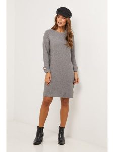 Soft Cashmere Sukienka dzianinowa w kolorze szarym rozmiar: 38/40. Szare sukienki Soft Cashmere, bez wzorów, z dzianiny, klasyczne, bez kołnierzyka, bez ramiączek, midi. Za 152,99 zł.