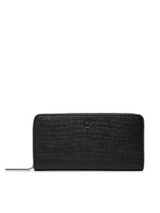 Calvin Klein Portfel Ck Daily Large Zip Around_Tex K60K612960 Czarny. Czarne portfele Calvin Klein, bez wzorów, ze skóry. Za 179,99 zł.