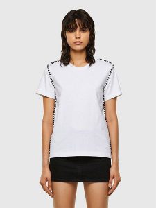 Diesel Clothes Koszulka w kolorze białym rozmiar: XXS. Białe bluzki Diesel Clothes, xxs, z aplikacjami, z bawełny, bez kołnierzyka, bez ramiączek. Za 100,99 zł.
