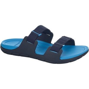Klapki plażowe Sandal Way Slide MBAB. Niebieskie klapki Lizard, bez wzorów, z materiału, bez obcasa. Za 85,03 zł.