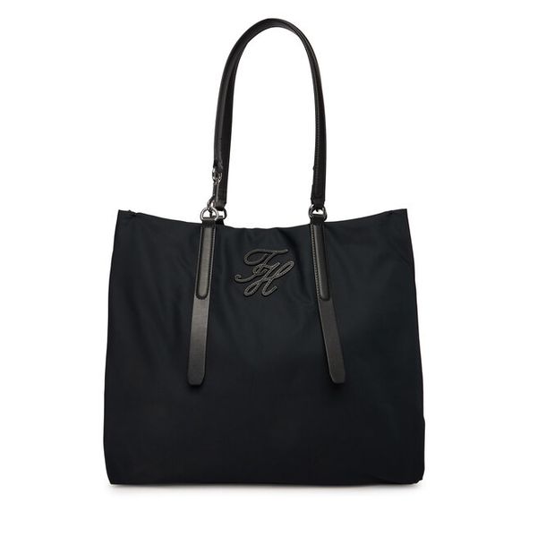 Torebka Tommy Hilfiger. Czarne shopper bag TOMMY HILFIGER, bez wzorów, z nylonu, bez dodatków. Za 649,99 zł.