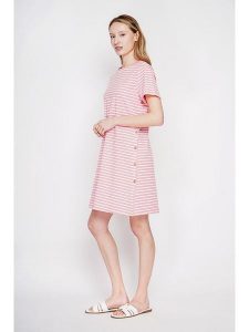 ASSUILI Sukienka w kolorze jasnoróżowym rozmiar: 34. Różowe sukienki Assuili, bez wzorów, bez kołnierzyka, bez ramiączek, mini. Za 100,99 zł.