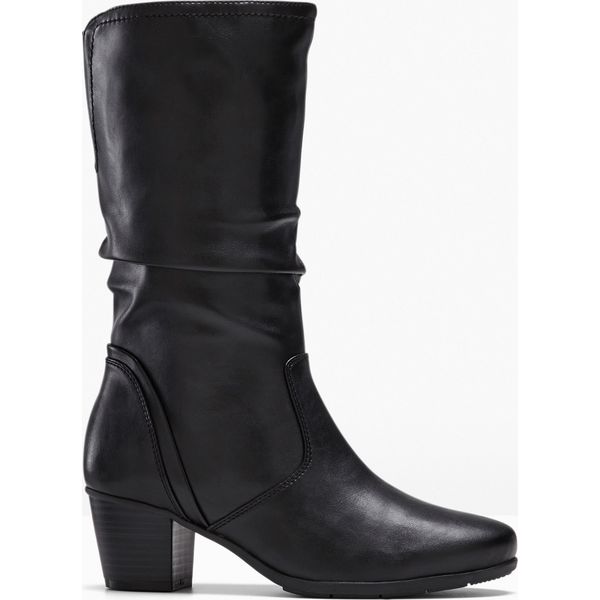 Kozaki Jana. Czarne kozaki bonprix, bez wzorów, bez obcasa, bez zapięcia. Za 299,99 zł.