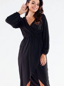 Sukienka Model A523 Black - awama. Czarne sukienki Awama, do pracy, l, bez wzorów, z elastanu, biznesowe, bez kołnierzyka, plus size, bez ramiączek. Za 345,43 zł.