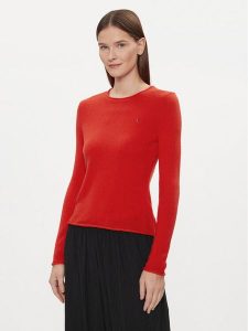 Tommy Hilfiger Sweter WW0WW40264 Czerwony Regular Fit. Czerwone swetry klasyczne TOMMY HILFIGER, s, z wełny, bez kołnierzyka. Za 519,99 zł.