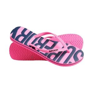 Damskie klapki wegańskie Superdry Vintage. Czerwone klapki Superdry, bez wzorów, z gumy, bez obcasa. Za 112,05 zł.