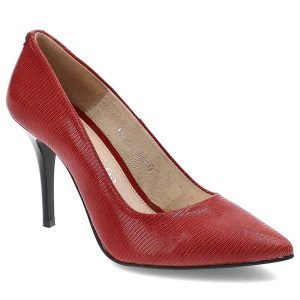 Czerwone Szpilki Baldaccini Eleganckie Skórzane Buty. Czerwone szpilki Baldaccini, z aplikacjami, ze skóry, bez obcasa. Za 179,00 zł.