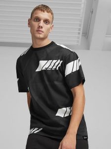 Puma Koszulka "AMG" w kolorze czarnym rozmiar: L. Czarne bluzki Puma, l, bez wzorów, z bawełny, bez kołnierzyka, bez ramiączek. Za 70,24 zł.