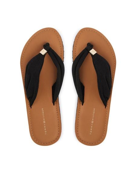 Tommy Hilfiger Japonki Th Ltr Footbed Summer Sandal FW0FW09194 Czarny. Czarne klapki TOMMY HILFIGER, bez wzorów, z materiału, bez obcasa. Za 209,99 zł.