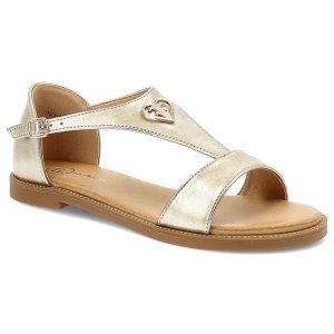 Złote Sandały Filippo Eleganckie Obuwie Damskie. Żółte sandały Filippo, z aplikacjami, bez obcasa, na płaskiej podeszwie, bez zapięcia. Za 109,00 zł.