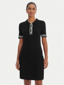 Morgan Sukienka dzianinowa 261-RMCAMI Czarny Slim Fit. Czarne kombinezony Morgan, xs, bez wzorów, z dzianiny, bez kołnierzyka, bez ramiączek. Za 399,99 zł.