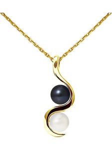 Pearl Addict Złoty naszyjnik "You&Me" z perłami w kolorze białym i tahiti - dł. 42 cm rozmiar: onesize. Białe naszyjniki Pearl Addict, z perłą, metalowe. Za 904,99 zł.