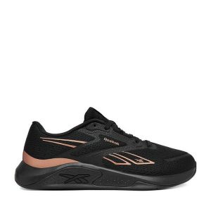 Buty na siłownię Reebok. Czarne buty sportowe Reebok, bez wzorów, bez zapięcia, na fitness i siłownię. Za 329,99 zł.